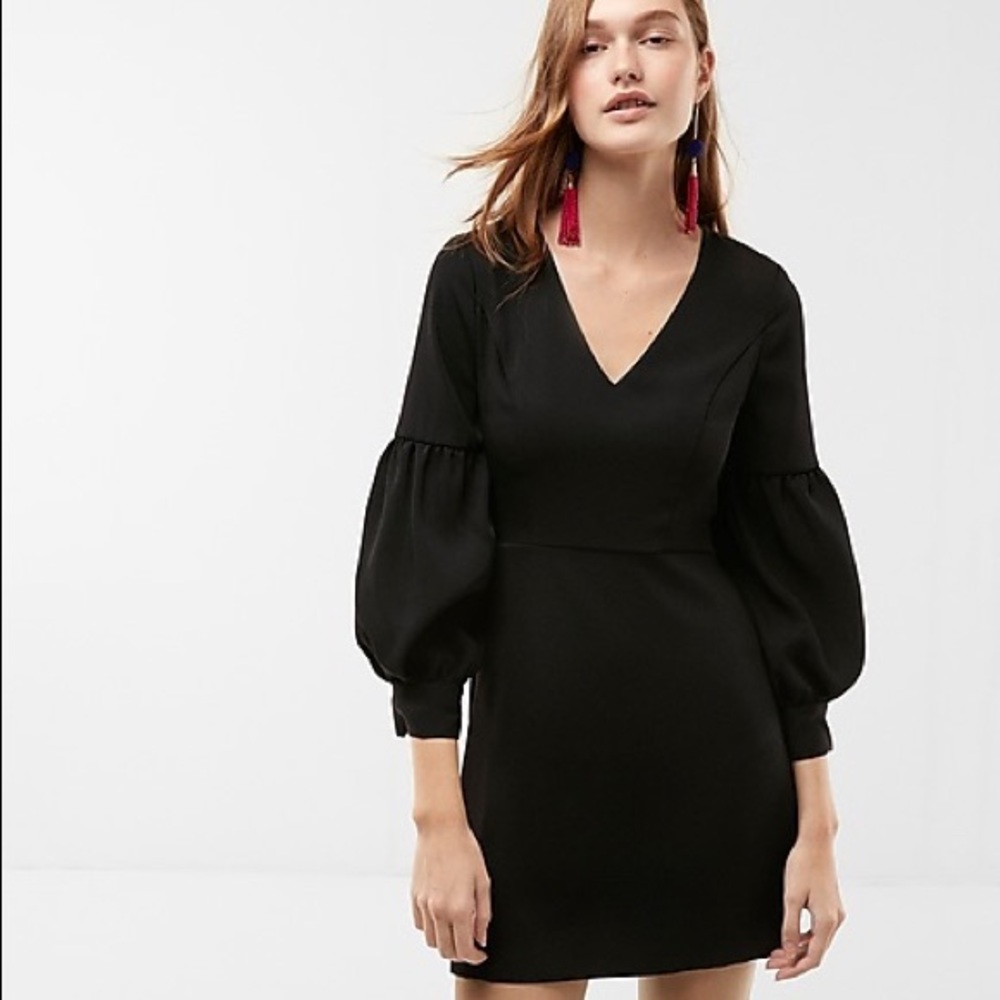Express Little Black Dress with Bubble Sleeve